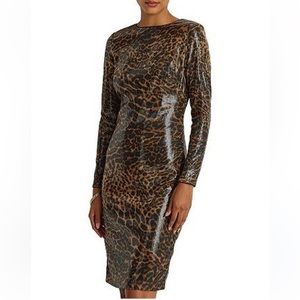 NWT Lauren Ralph Lauren Sequined Animal Ocelot Print Dress Size 10